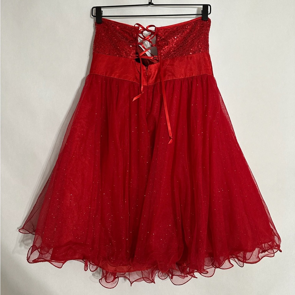 Deb Strapless Red Tulle Corset Dress Lace Up Party Prom Homecoming 11/12 Juniors - Picture 7 of 9